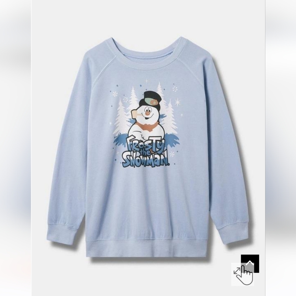 🆕️☃️ FROSTY THE SNOWMAN COZY CREW NECK FLEECE SWEATSHIRT - SOFT BLUE☃️
